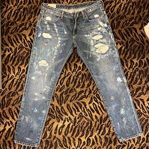 Distressed Blue Jeans